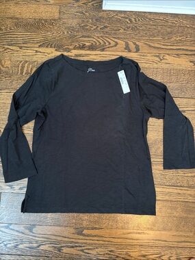 J. Crew Black Long Sleeve Boatneck Top NWT Medium